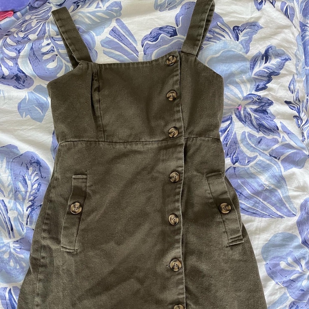 Green Forever 21 Button Up Dress Size Small
